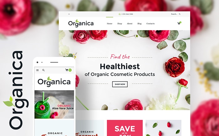  organic food, cosmetics and bio active nutrition Woocommerce theme 