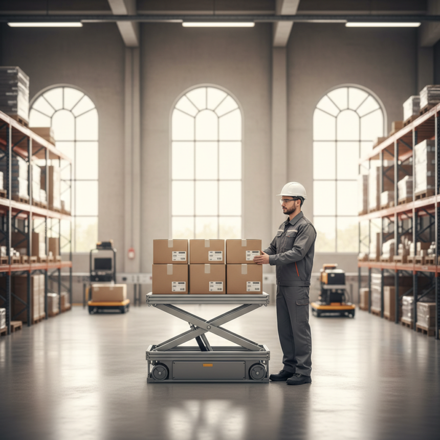 Tables élévatrices améliorant l'ergonomie et la productivité en entrepôt