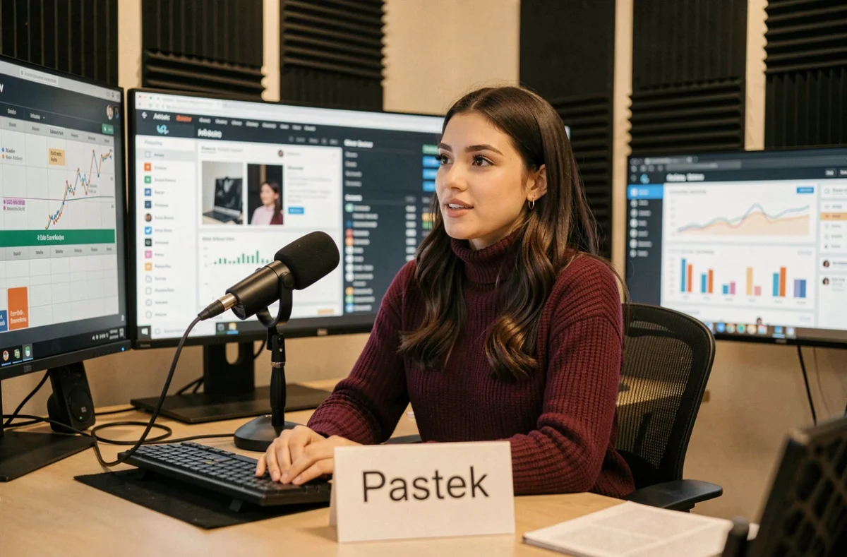 Spécialiste de contenu de l'agence Pastek Media travaillant sur des calendriers éditoriaux et des tableaux de bord SEO dans un studio médias