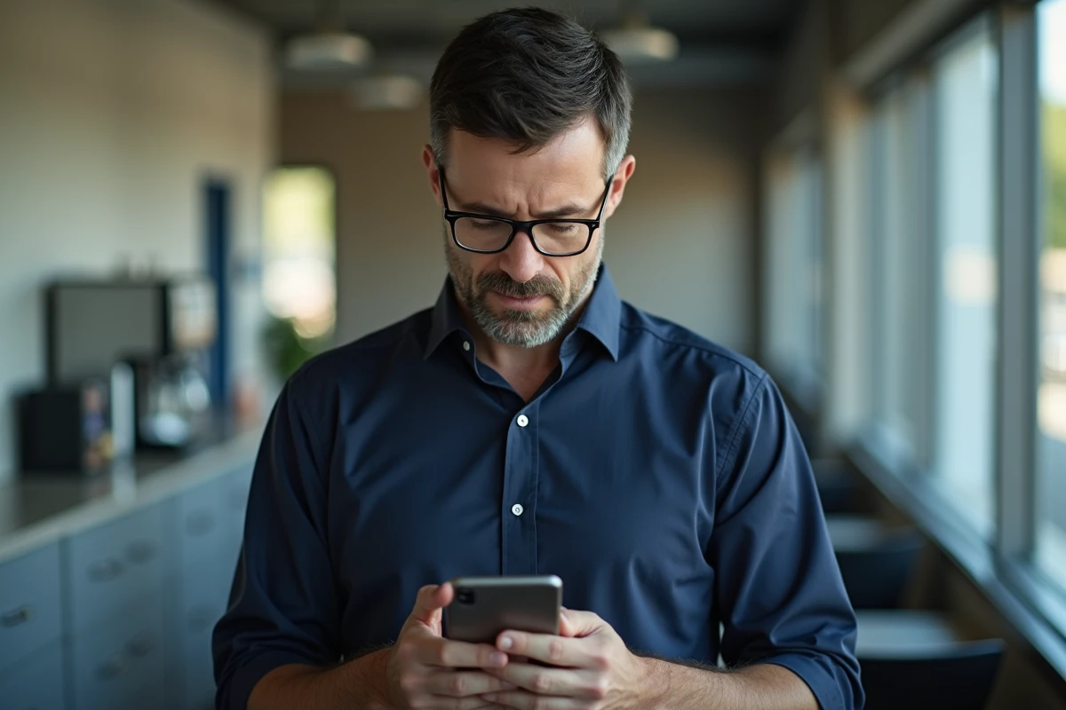 Agent RATP consultant son smartphone pour récupérer l'accès à son compte CSE2