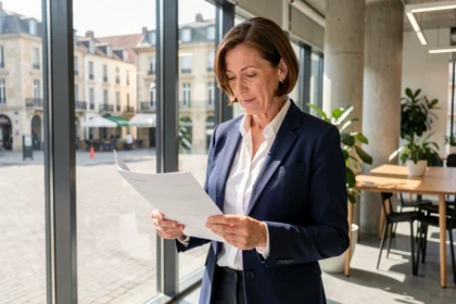 Femme cadre dirigeante en réunion dans les bureaux modernes de Cress Midi Pyrénées à Toulouse, illustrant le rôle clé de l'économie sociale et solidaire en Occitanie