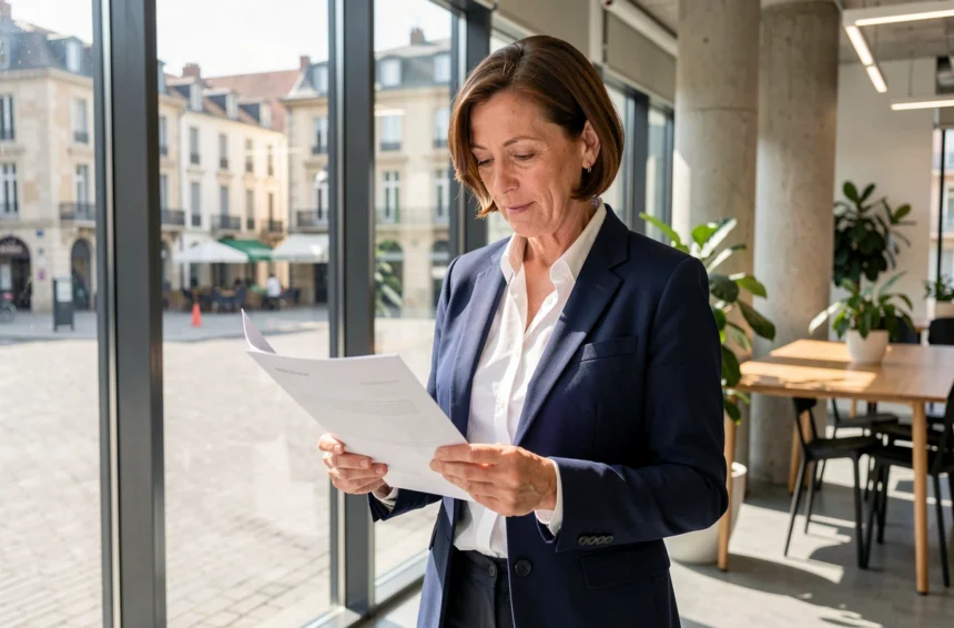 Femme cadre dirigeante en réunion dans les bureaux modernes de Cress Midi Pyrénées à Toulouse, illustrant le rôle clé de l'économie sociale et solidaire en Occitanie