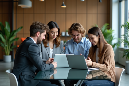Groupe de professionnels analysant des données marketing