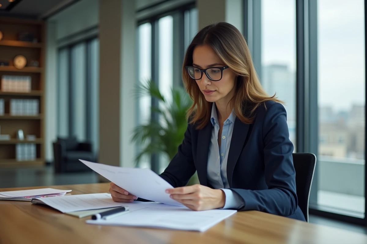 Femme d affaires en costume dans un bureau moderne