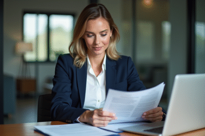 Femme d'affaires en réunion dans un bureau moderne