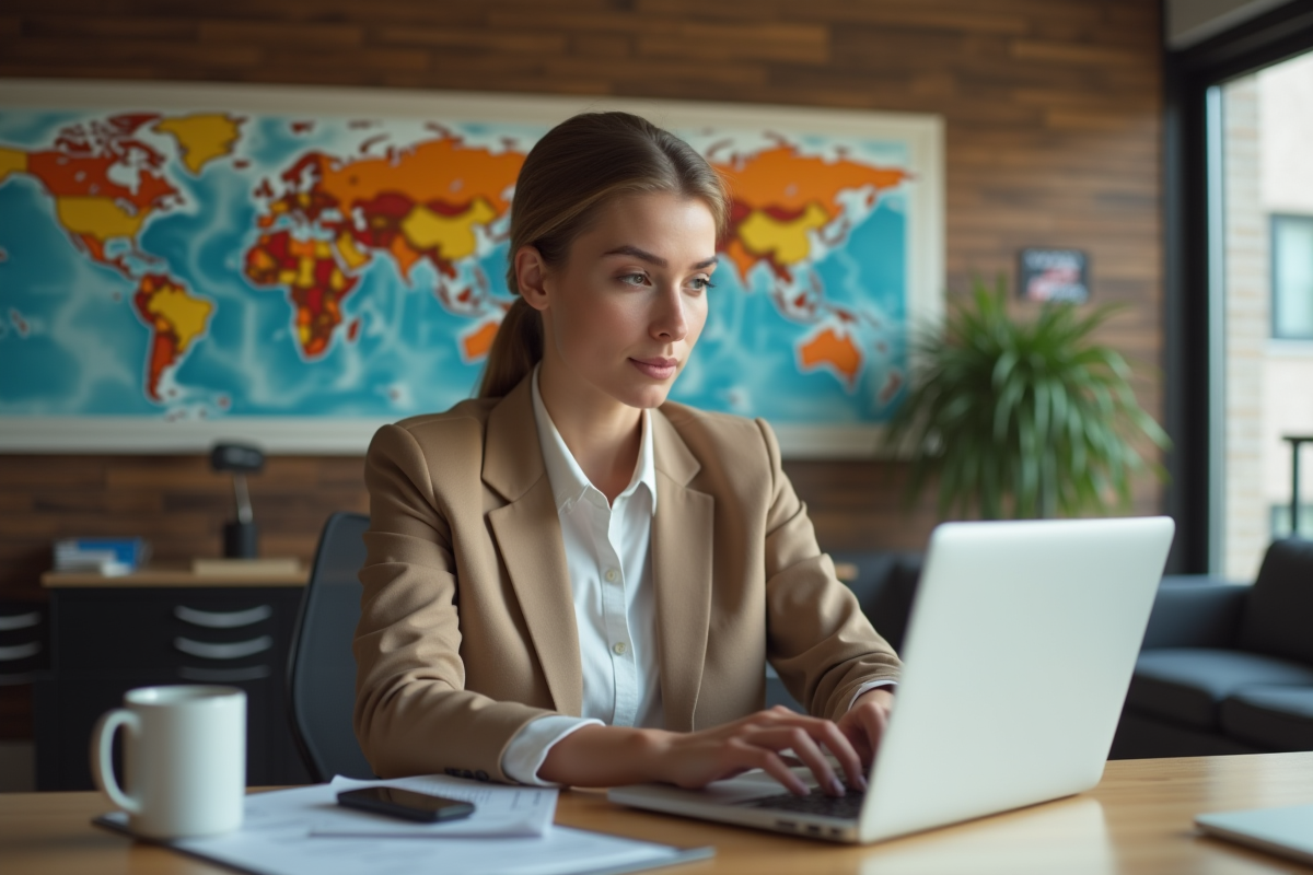 Jeune femme travaillant sur un ordinateur dans un bureau