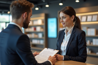 Femme d affaires expliquant un document à un jeune homme