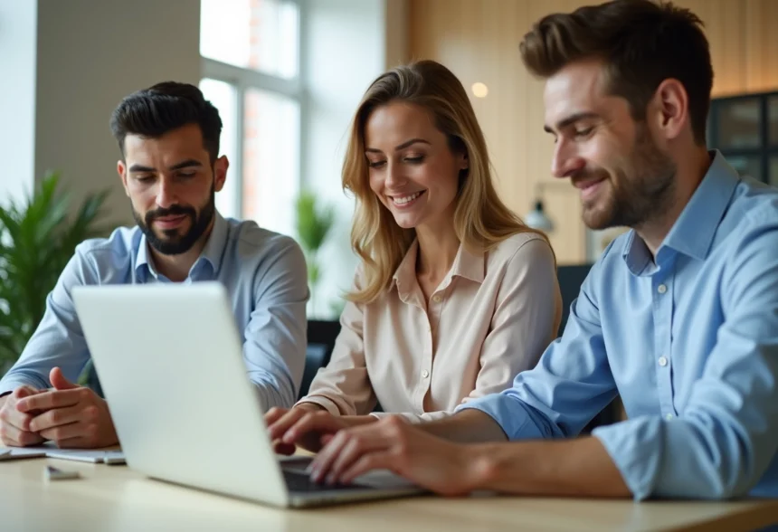 Groupe de professionnels en réunion dans un bureau moderne