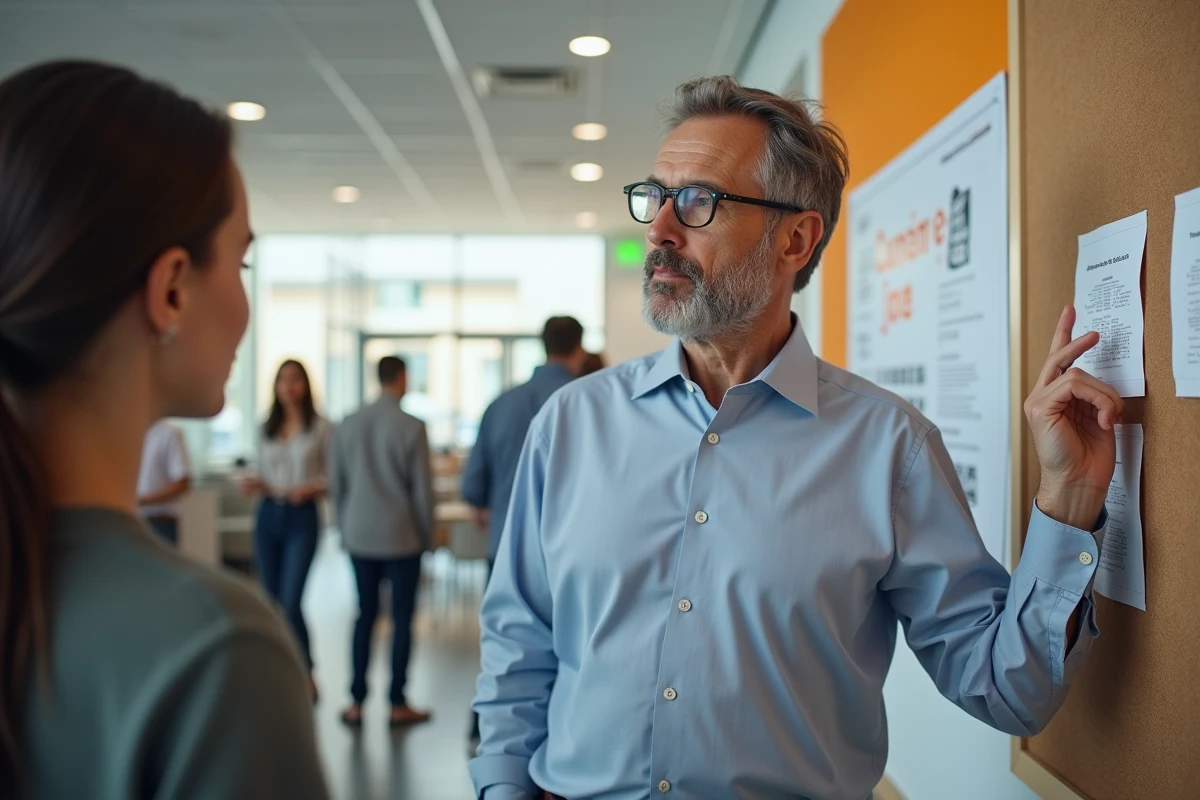 Homme explique code Rome à un demandeur d emploi