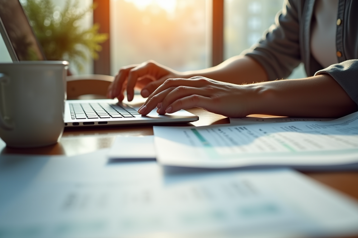 Mains tapant sur un clavier d