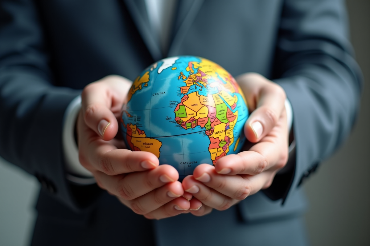 Deux mains tenant un petit globe symbolisant la responsabilité globale